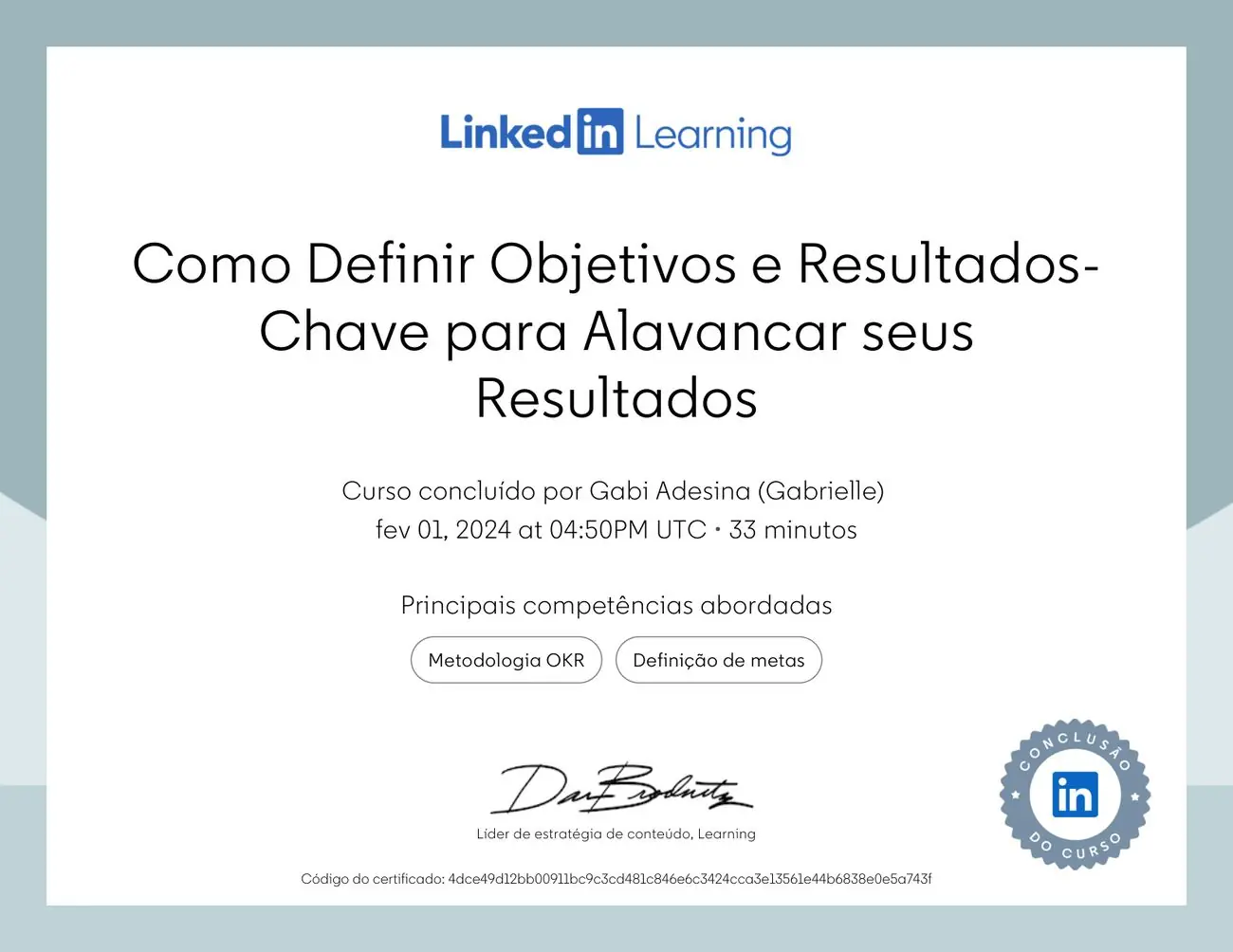 Certificado Como Definir Objetivos e Resultados-Chave