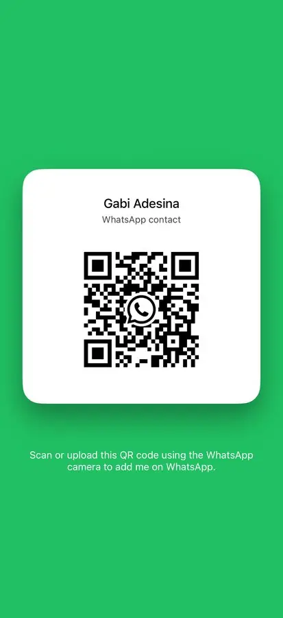 QR code do WhatsApp de Gabrielle Adesina